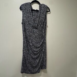 Kenneth Cole New York Black and White Dotted Midi Dress